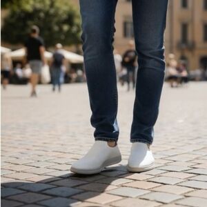 LUSSO CLOUD Jet Matte White Men’s Slip-On Waffle Canvas Shoes Size 13